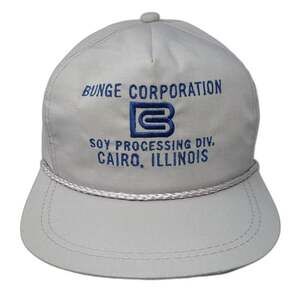 K-Brand Gray Blue Bunge Corporation Soy 5 Panel Rope Hat Strapback OS USA Made